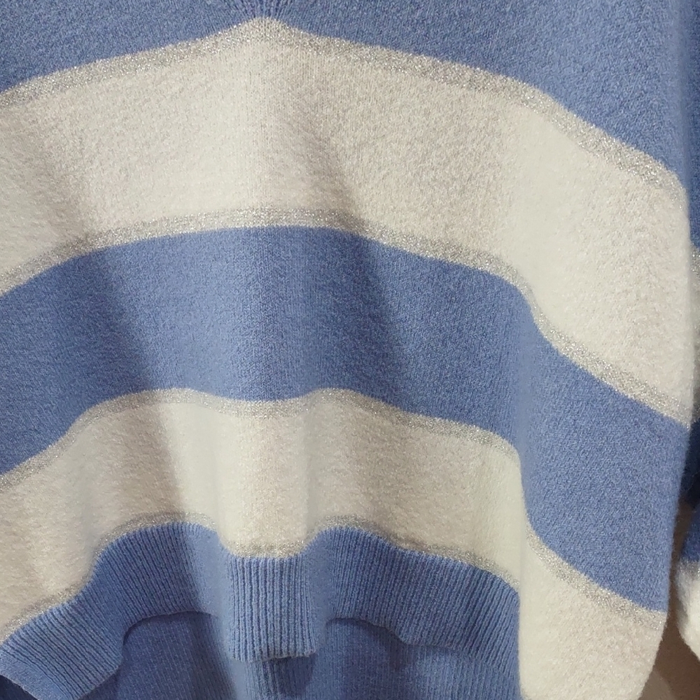 JENNIFER LOPEZ Blue and White Striped Women's Sweater - Picture 6 of 15